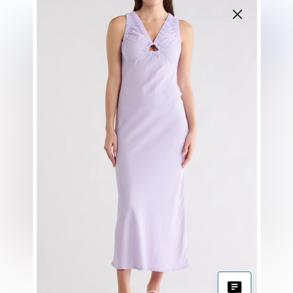 Topshop Lavender V-Neck Maxi Dress with Ruched Shoulders